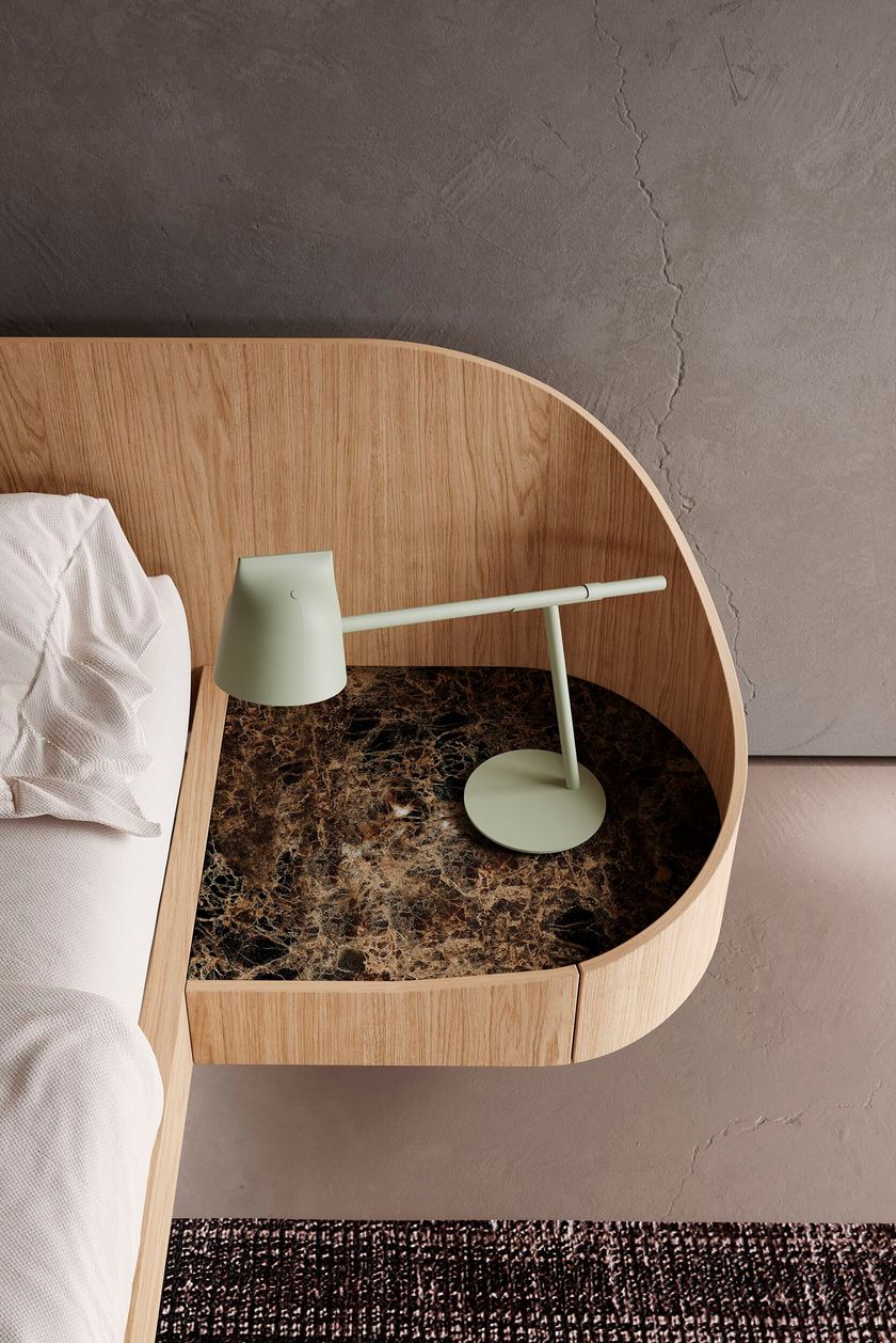 OTTANTA Double bed with integrated nightstands By Voltan