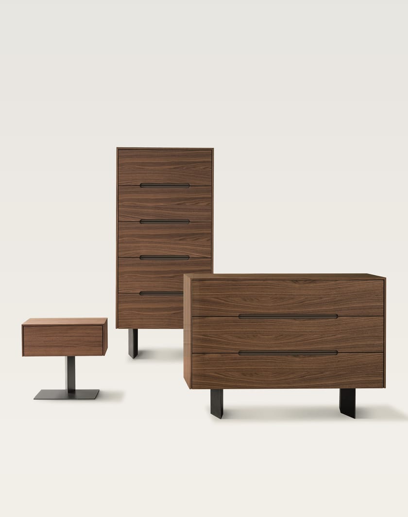WAI Walnut bedside table with drawers By Bonaldo design Mario Mazzer
