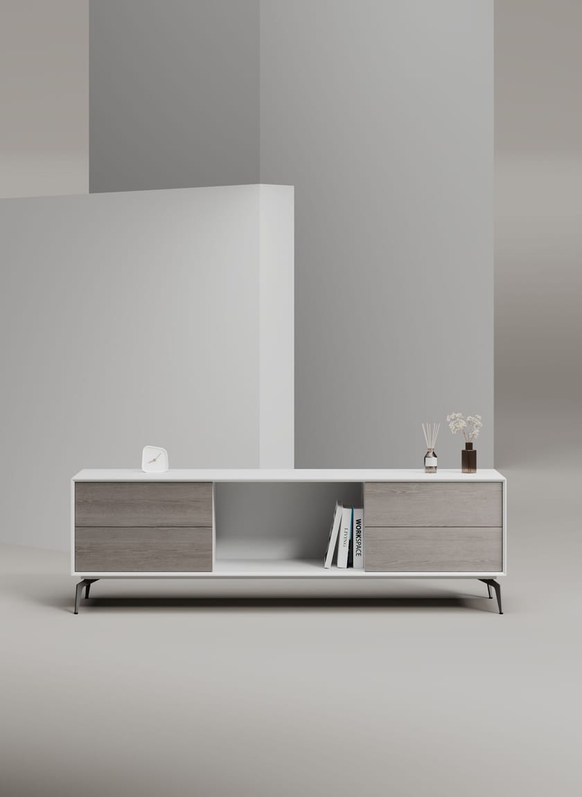 EDGE MULBERRY CHAMFERED by WORKSPACE - Mobile ufficio basso in legno con cassetti - 34