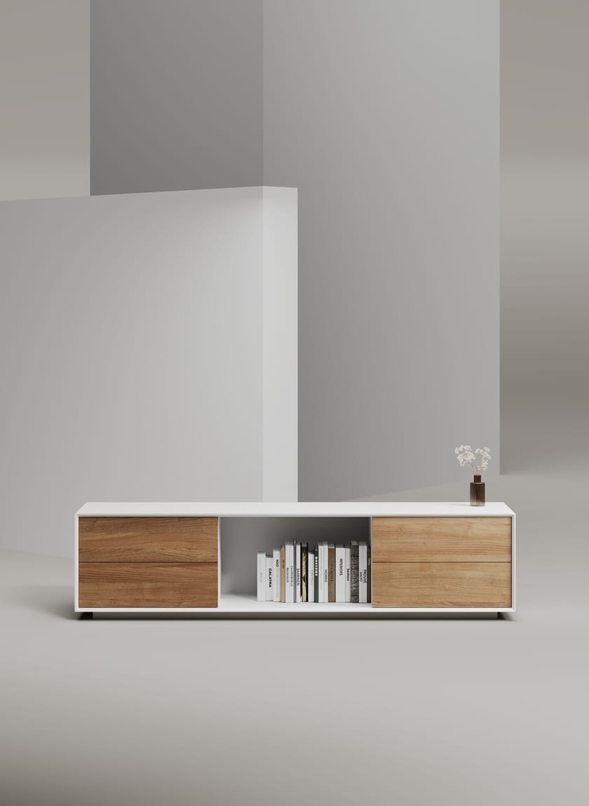 EDGE MULBERRY CHAMFERED by WORKSPACE - Mobile ufficio basso in legno con cassetti - 19