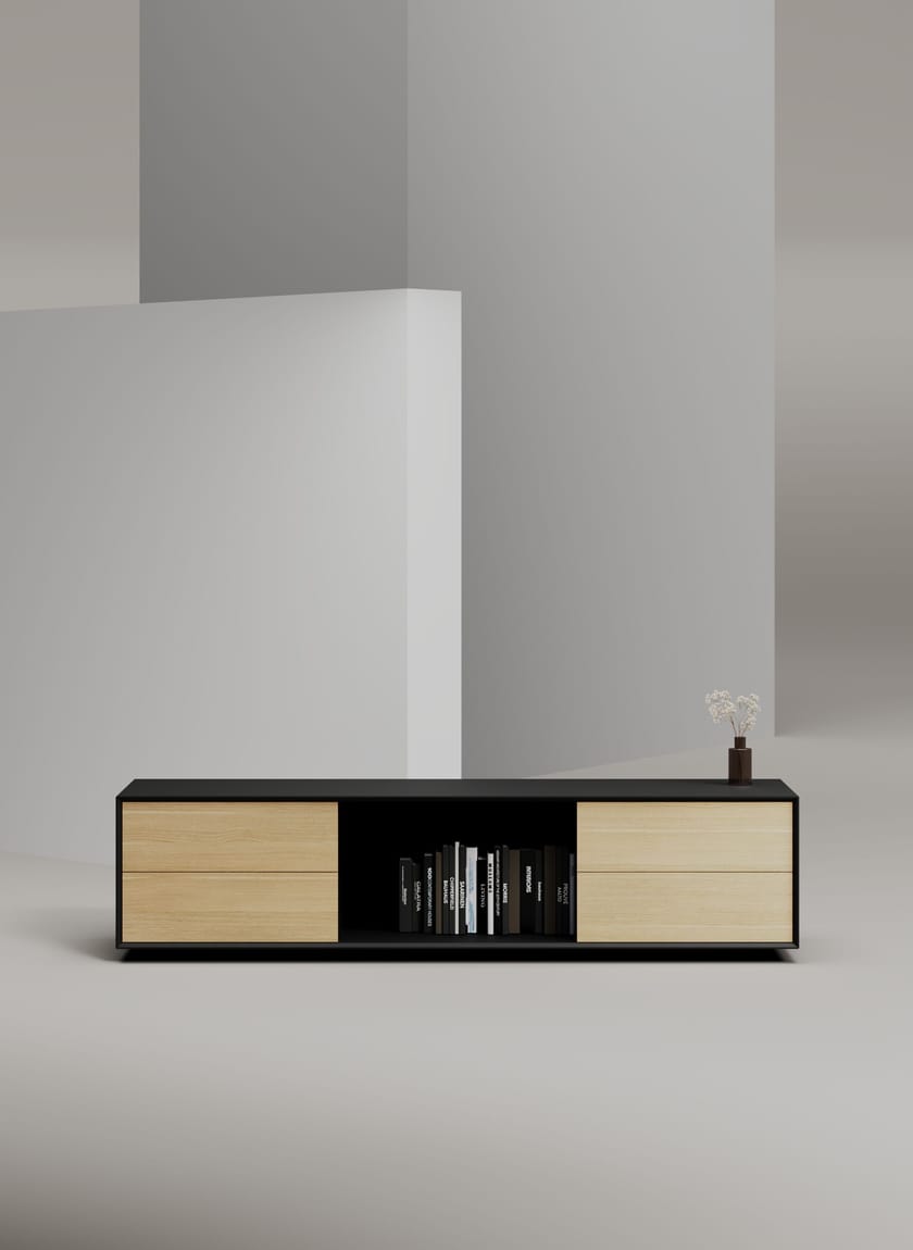 EDGE MULBERRY CHAMFERED by WORKSPACE - Mobile ufficio basso in legno con cassetti - 11