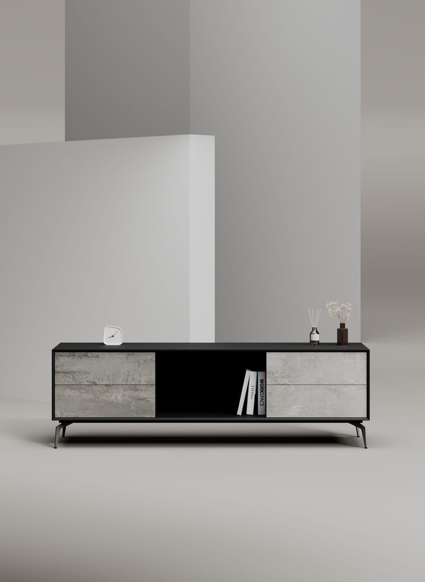 EDGE MULBERRY CHAMFERED by WORKSPACE - Mobile ufficio basso in legno con cassetti - 28