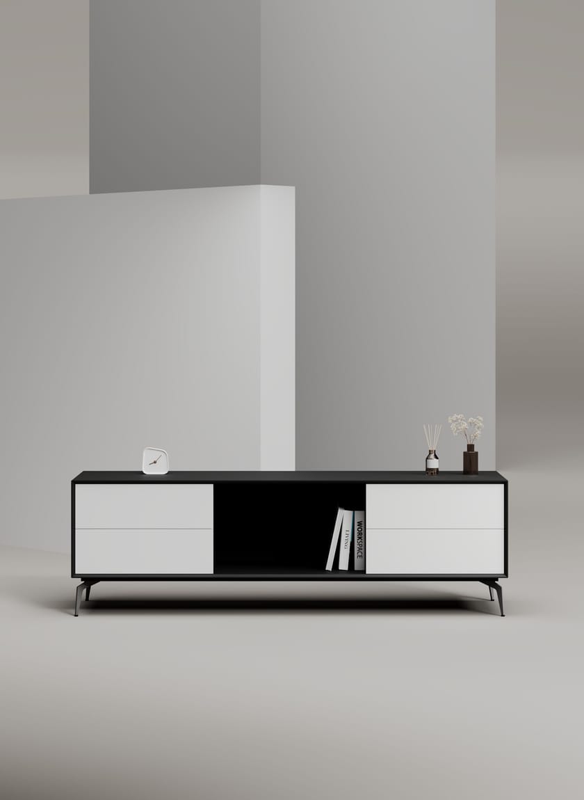 EDGE MULBERRY CHAMFERED by WORKSPACE - Mobile ufficio basso in legno con cassetti - 30