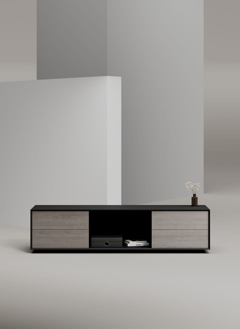 EDGE MULBERRY CHAMFERED by WORKSPACE - Mobile ufficio basso in legno con cassetti - 13