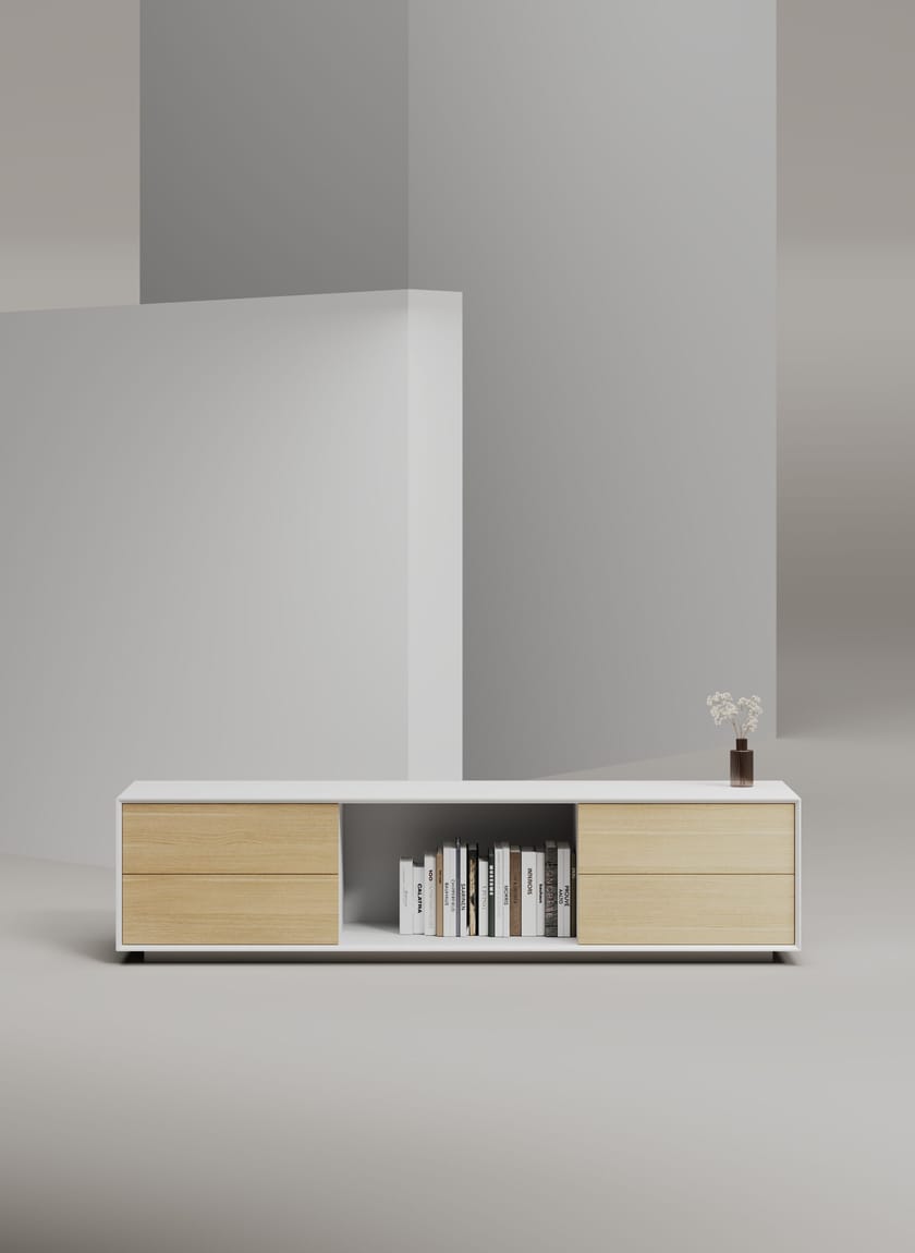 EDGE MULBERRY CHAMFERED by WORKSPACE - Mobile ufficio basso in legno con cassetti - 18