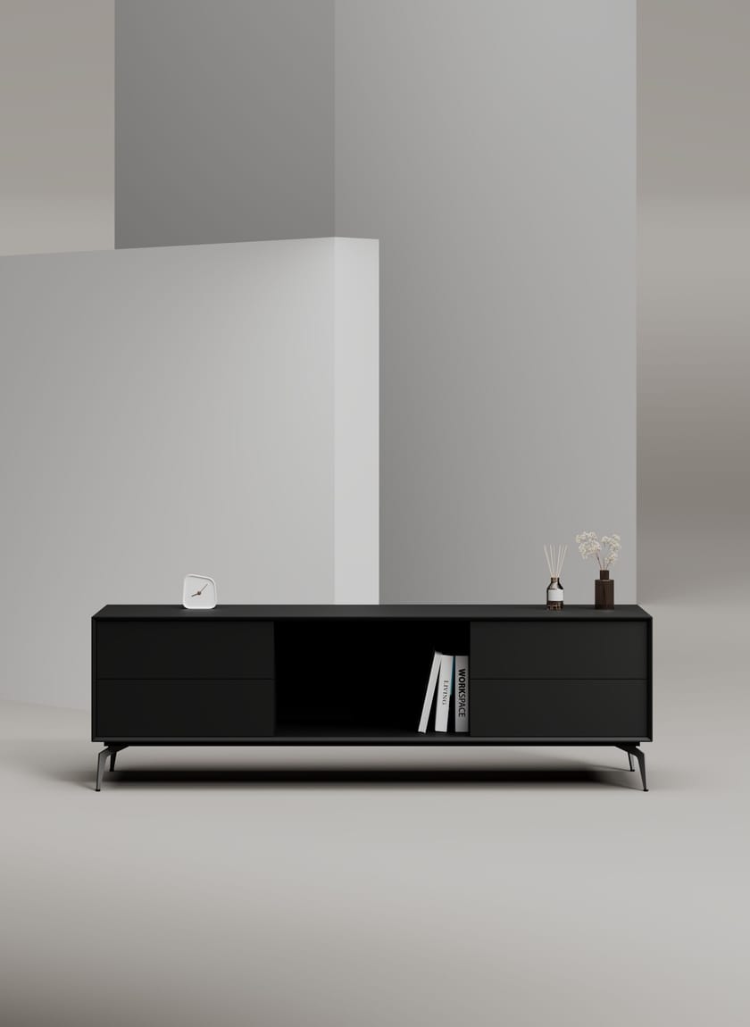 EDGE MULBERRY CHAMFERED by WORKSPACE - Mobile ufficio basso in legno con cassetti - 24