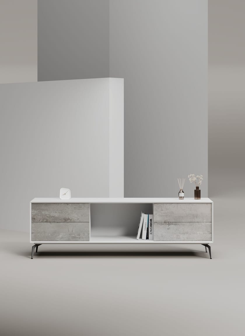 EDGE MULBERRY CHAMFERED by WORKSPACE - Mobile ufficio basso in legno con cassetti - 35