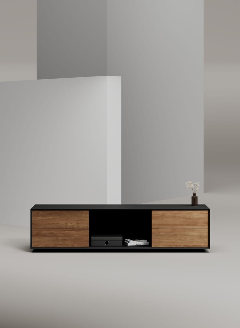 EDGE MULBERRY CHAMFERED by WORKSPACE - Mobile ufficio basso in legno con cassetti - 12