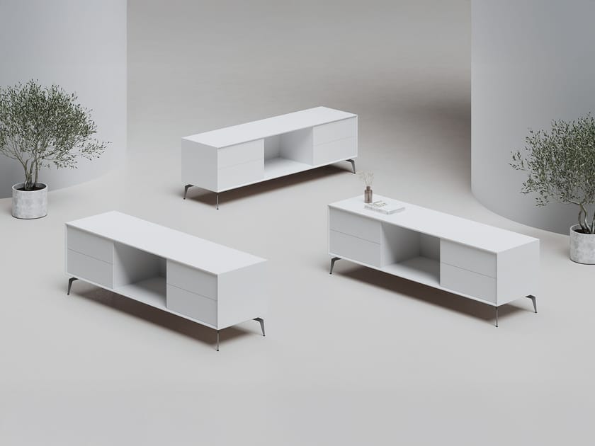 EDGE MULBERRY CHAMFERED by WORKSPACE - Mobile ufficio basso in legno con cassetti - 9