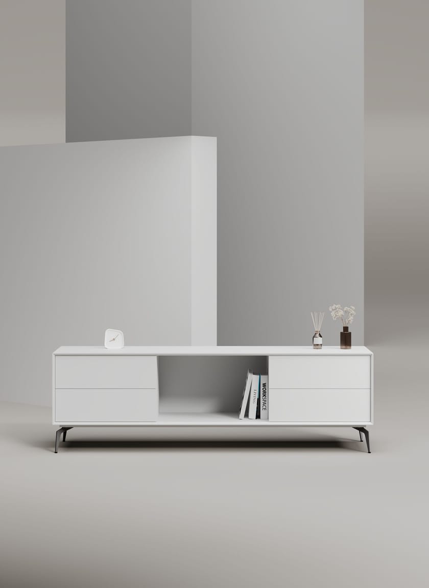 EDGE MULBERRY CHAMFERED by WORKSPACE - Mobile ufficio basso in legno con cassetti - 37