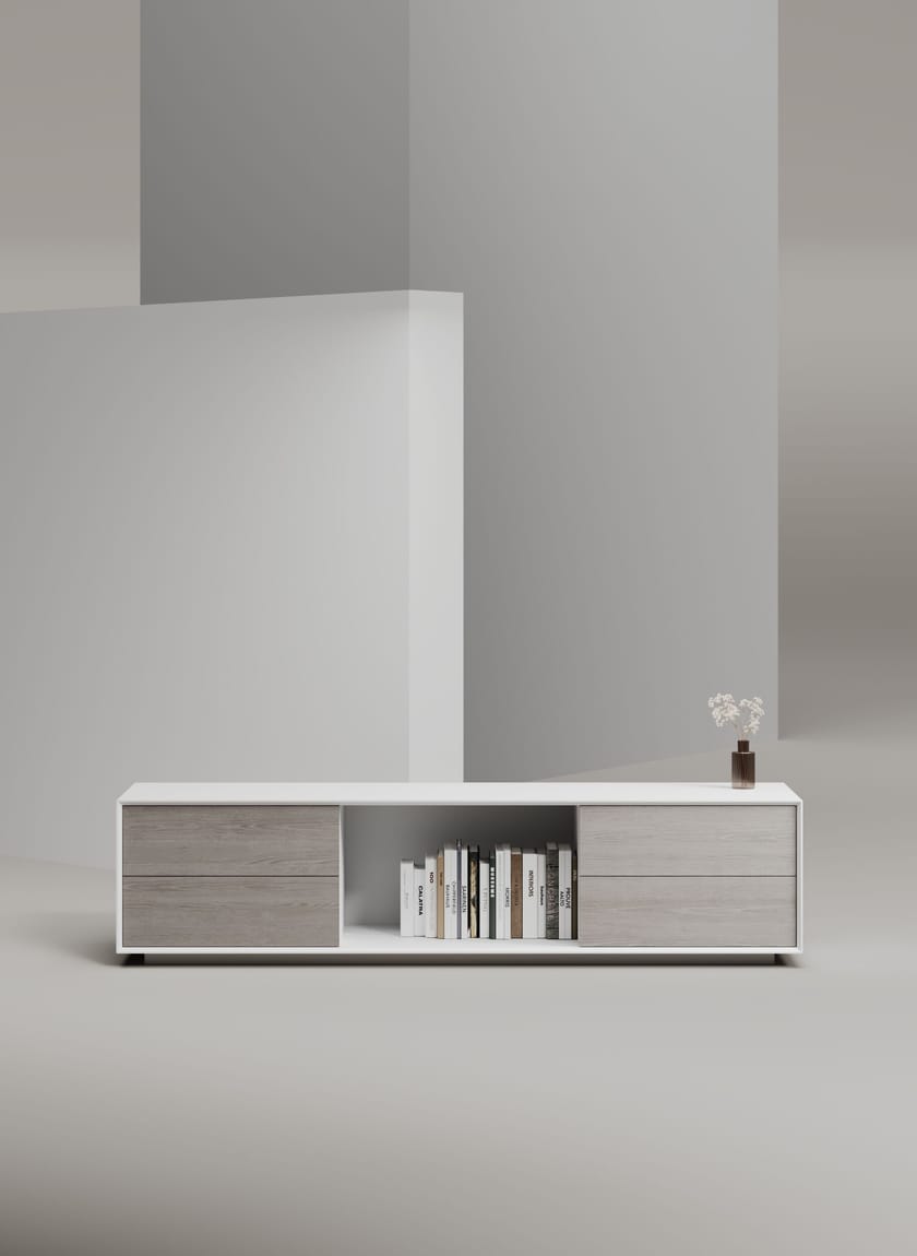 EDGE MULBERRY CHAMFERED by WORKSPACE - Mobile ufficio basso in legno con cassetti - 20