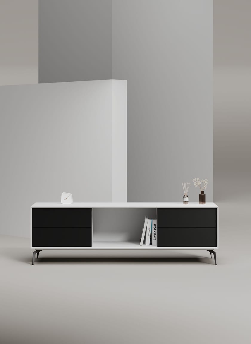 EDGE MULBERRY CHAMFERED by WORKSPACE - Mobile ufficio basso in legno con cassetti - 31