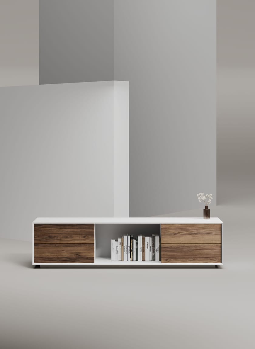 EDGE MULBERRY CHAMFERED by WORKSPACE - Mobile ufficio basso in legno con cassetti - 22