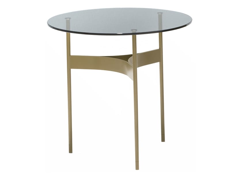 YUMI Tavolino rotondo in acciaio e cristallo By Moroso design