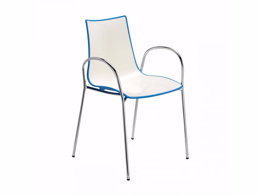 ZEBRA BICOLORE Stackable steel chair with armrests By SCAB DESIGN