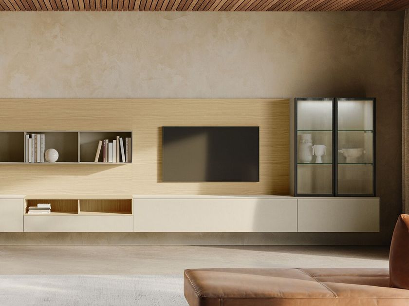 MODULOR SM2521 Sectional storage wall with integrated lighting By Zalf