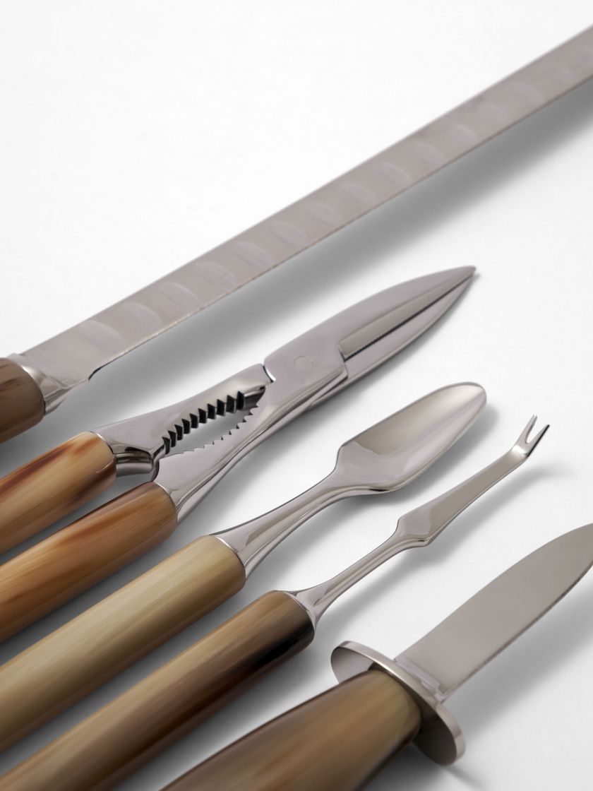 Set Di Posate In Acciaio Inox Con Manici In Rame Martellato – Cena Indiana Tradizionale, Cucchiaio Per Servire, Antipasti E Curry