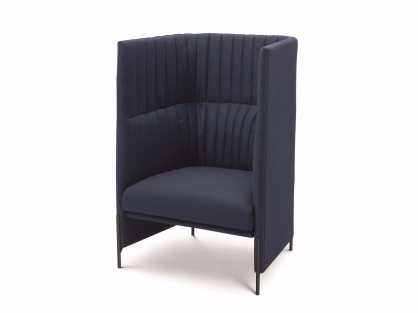 Highback upholstered armchair with quilted fabric cover ALGON LOUNGE