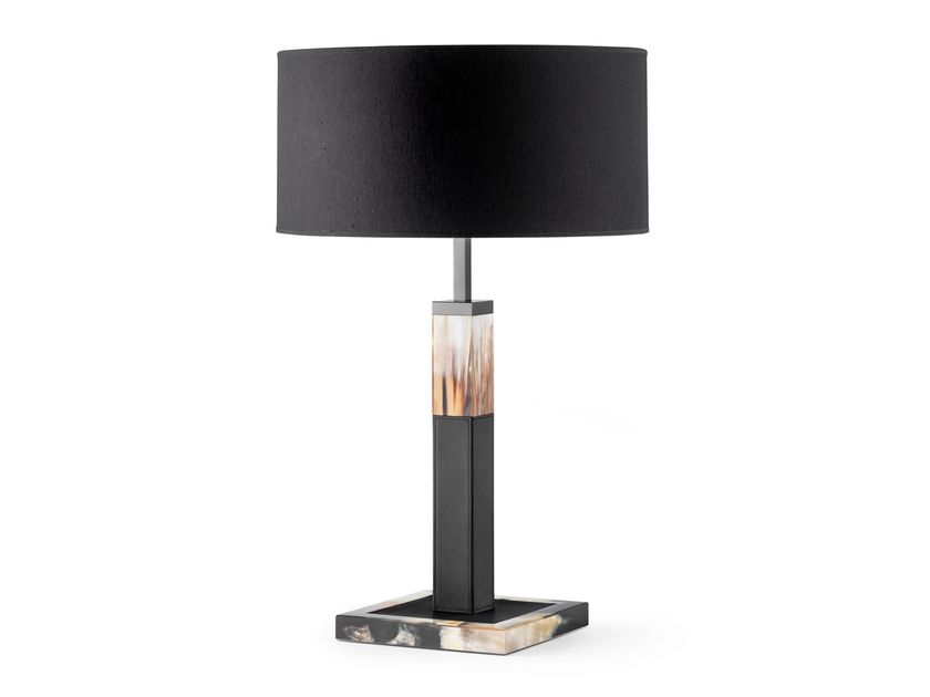 SHINE Leather table lamp with horn inserts By ARCAHORN | design Filippo ...