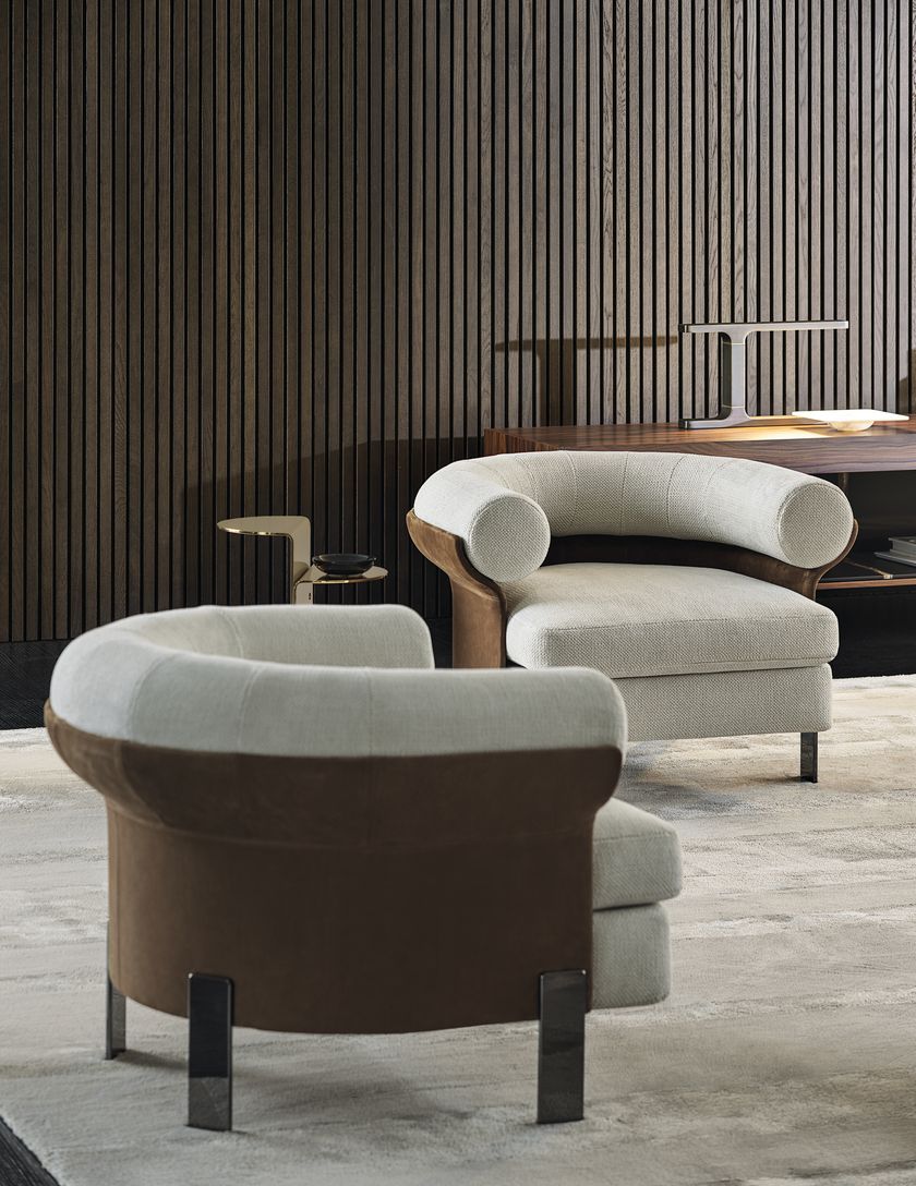 Poltrona in tessuto con scocca in pelle MATTIA - Minotti - Edilportale