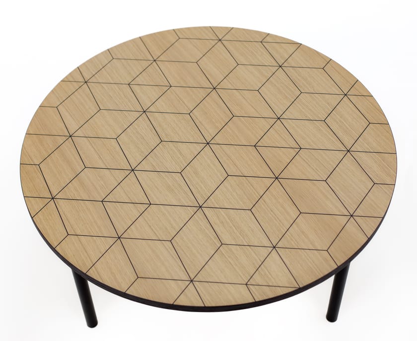 Round wood veneer coffee table ARTY 70 TRIANGLE Arty Collection By Woodman