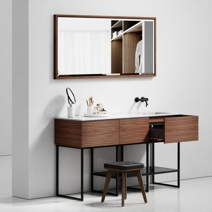 AUDEMAR Floorstanding wooden vanity unit with mirror By LUSSO