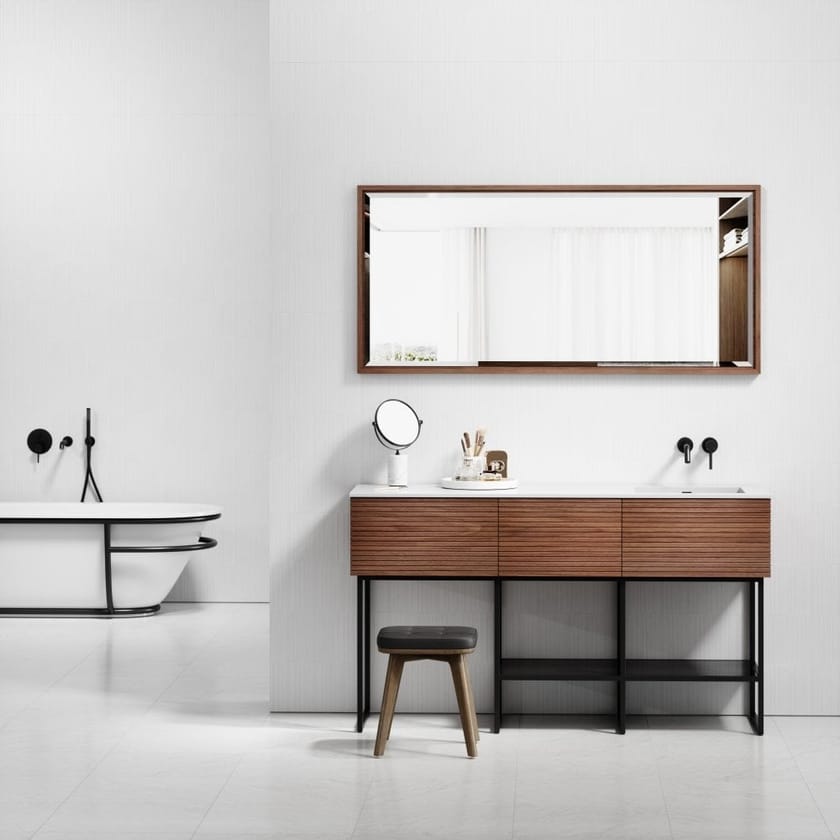 AUDEMAR Floorstanding wooden vanity unit with mirror By LUSSO