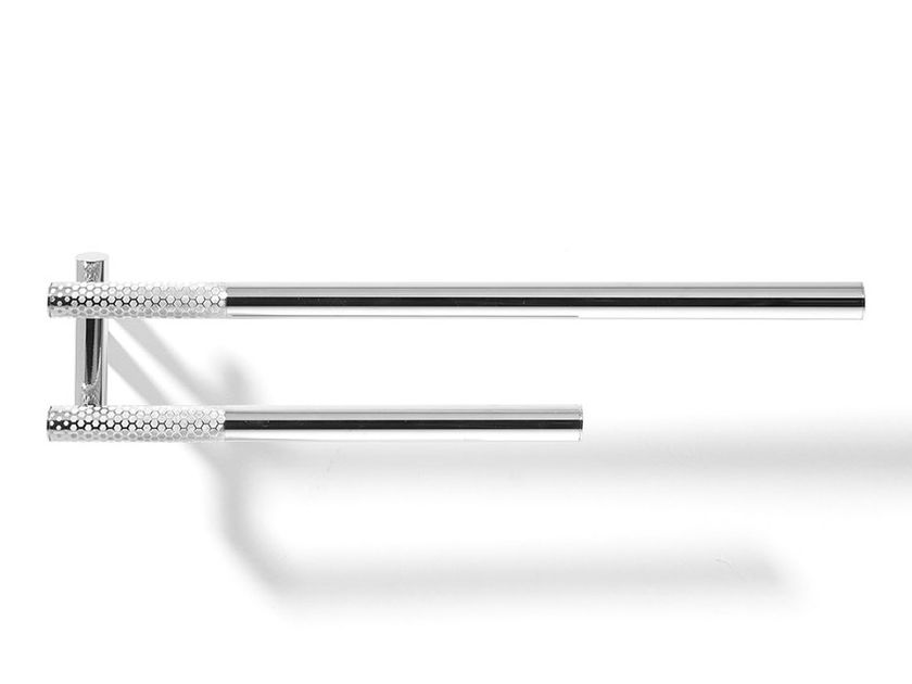 Appendiabiti/Portasciugamani Per Bagno In Ottone Lucido Argento - Installazione A Pressione, Design Moderno