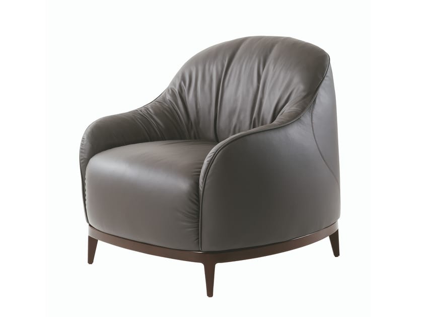 Upholstered leather armchair with armrests BALI By SELVA