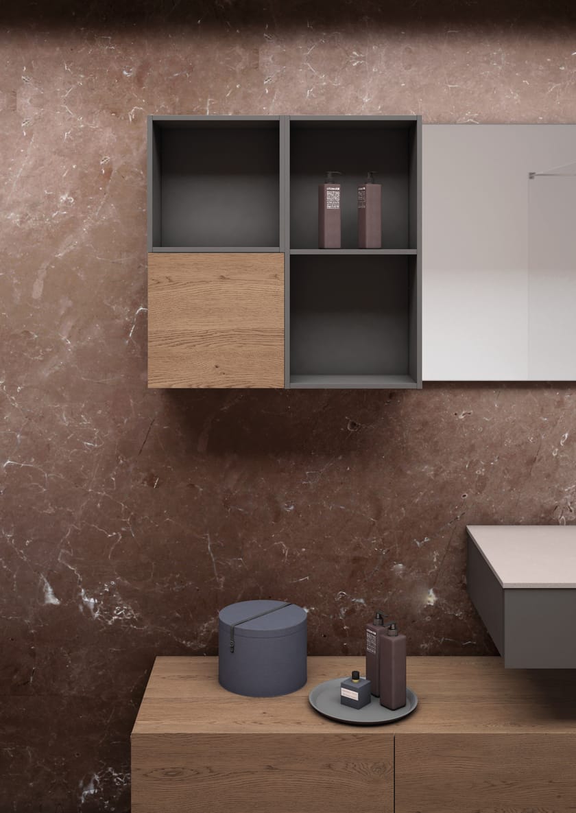 Single wallmounted oak vanity unit with BASSANO COMPOSITION
