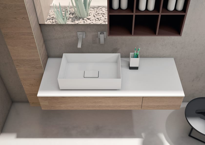 BASSANO COMPOSITION 8 Single wallmounted oak vanity unit with