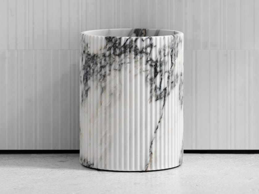 BIJOUX Arabescato marble bathroom waste bin Arabescato marble bathroom waste bin By LUSSO