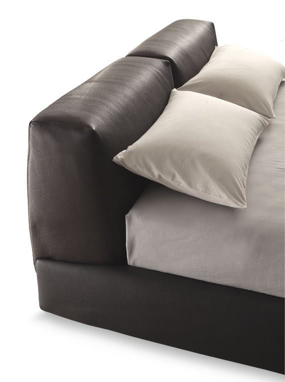 Leather double bed with upholstered headboard BOLTON Leather bed