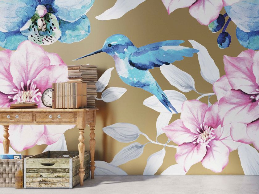 Nonwoven wallpaper with metallic effect with floral pattern BR1.05 ...