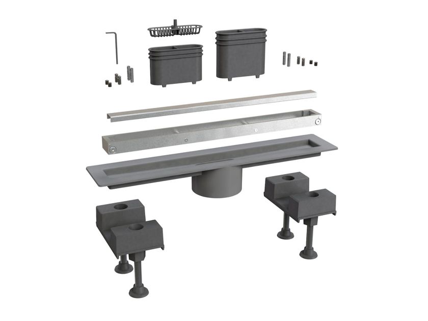 Copertura Per Scarico A Pavimento In Acciaio Inox Hasaller - Quadrata 250x250x20 Mm, Con Telaio, Per Esterni, Antiscivolo
