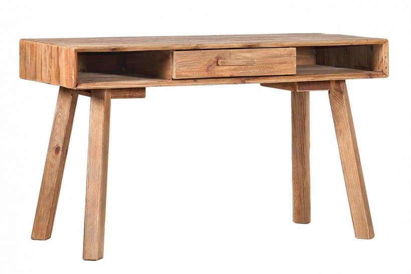 Wohnling HomeOffice - Scrivania 120 x 55 x 77 cm, in rovere con vano portaoggetti, design scandinavo con cassetti, tavolo per computer portatile, studio con gambe in legno massiccio