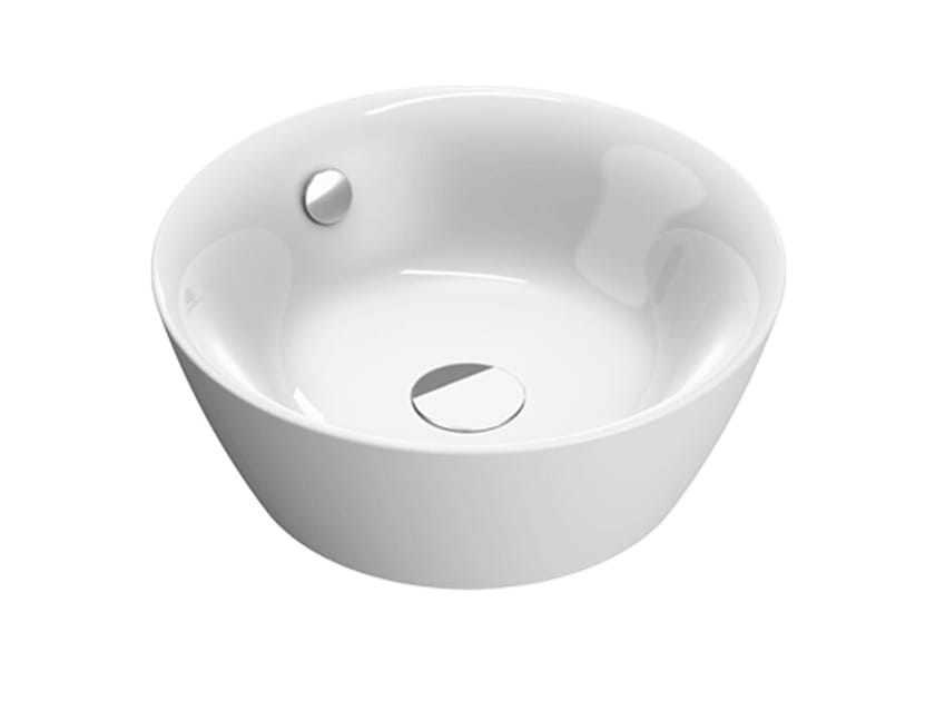 Lavabo Da Appoggio Tamula Rotondo In Ceramica - Ø 31,5 Cm, Bianco, Design Moderno Per Bagno E Toilette - Foto 6