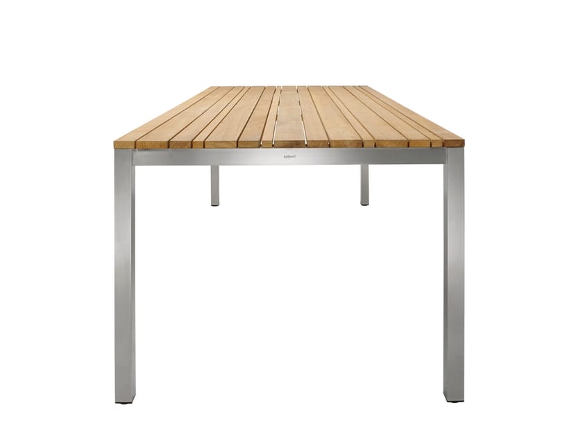 CLASSIC STAINLESS STEEL Rectangular teak garden table By solpuri