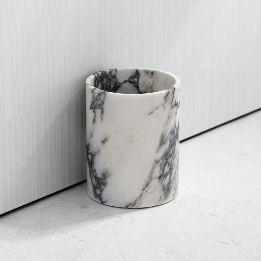 CLICHE Arabescato marble bathroom waste bin Arabescato marble bathroom waste bin By LUSSO