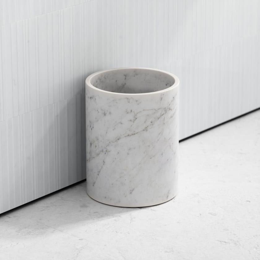 CLICHE Carrara marble bathroom waste bin Carrara marble bathroom waste bin By LUSSO