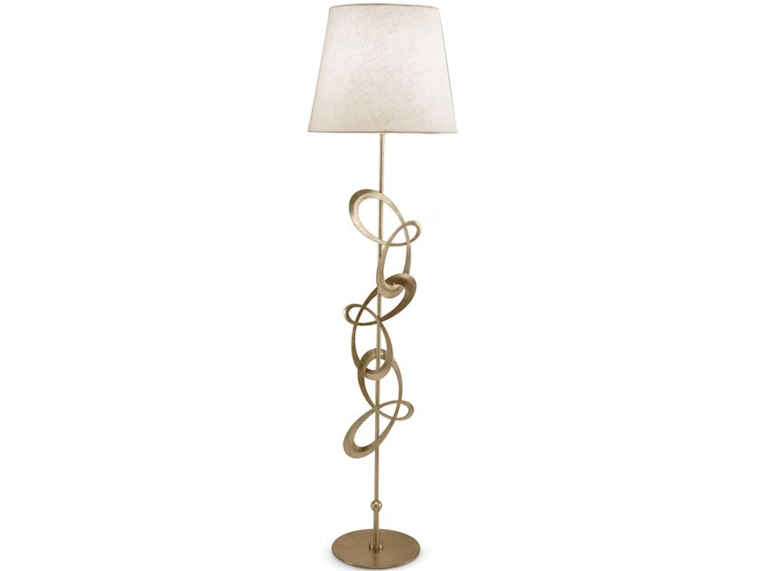 Lampada Da Terra Piantana Con Tavolino In Vetro E Paralume In PVC - 2 Luci - Ferro Battuto Nero/Bianco