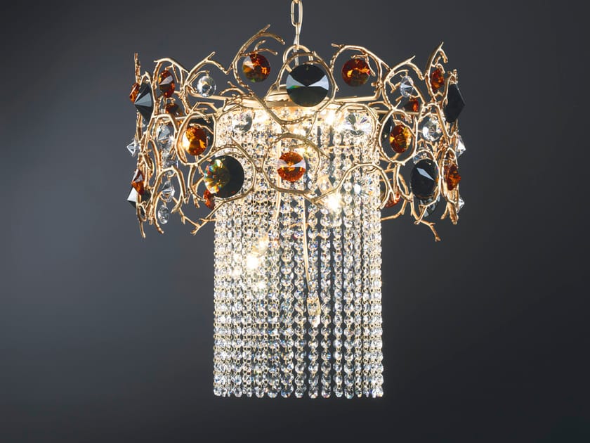 DIAMOND CLEOPATRA LARGE Halogen pendant lamp with crystals By Serip