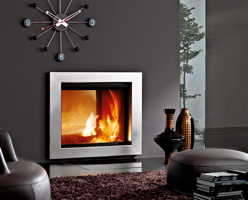 Doublesided woodburning builtin fireplace DOUBLE By EDILKAMIN