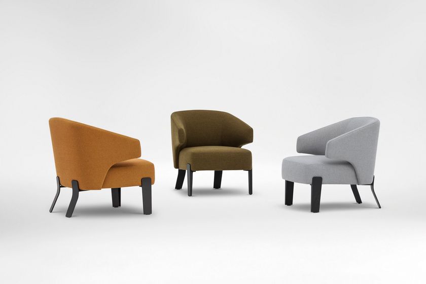 EMBRACE Fabric easy chair with armrests By CAMERICH