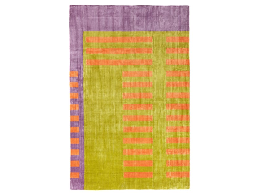 Alfombra hecha a mano geométrica de seda FIRE Colección Color By