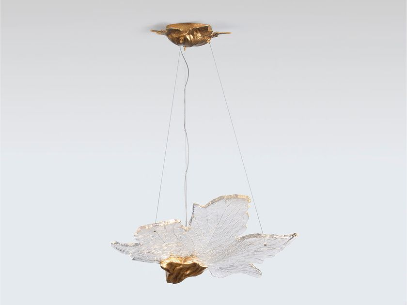 FOLIO PALM SMALL Handmade bronze pendant lamp By Serip