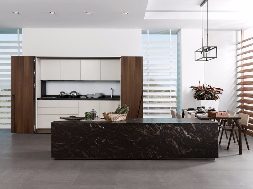 Fitted kitchen with island FOREST E6.90 / E4.90 Emotions Collection By