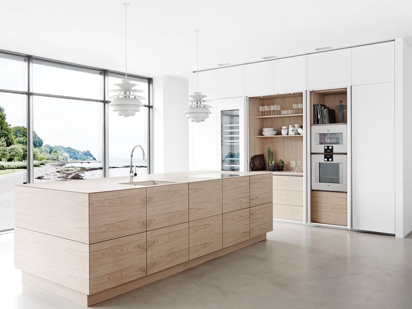 Solid wood kitchen with push to open doors FORM 45 - WHITE STAINED OAK ...