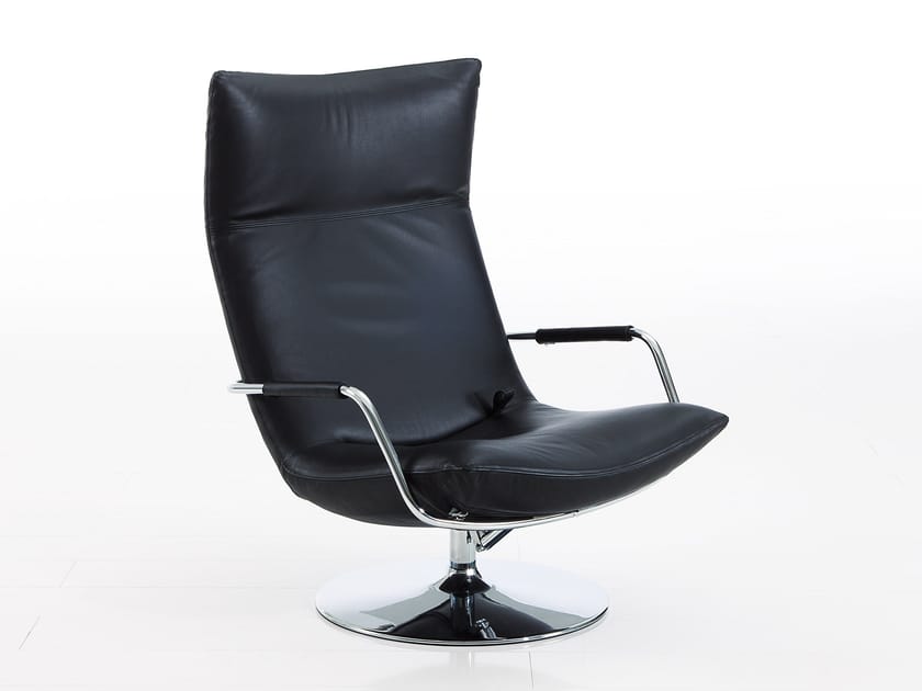 Swivel highback leather armchair with armrests GERARD Highback