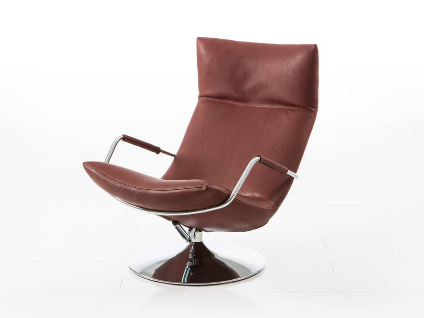 Swivel highback leather armchair with armrests GERARD Highback
